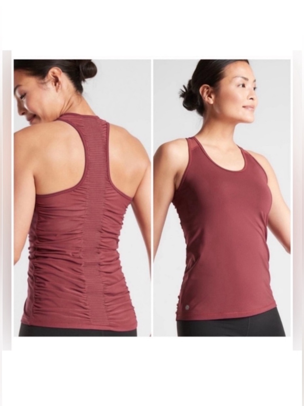 Athleta Bakasana Ruched Tank x-large red purple athleisure workout